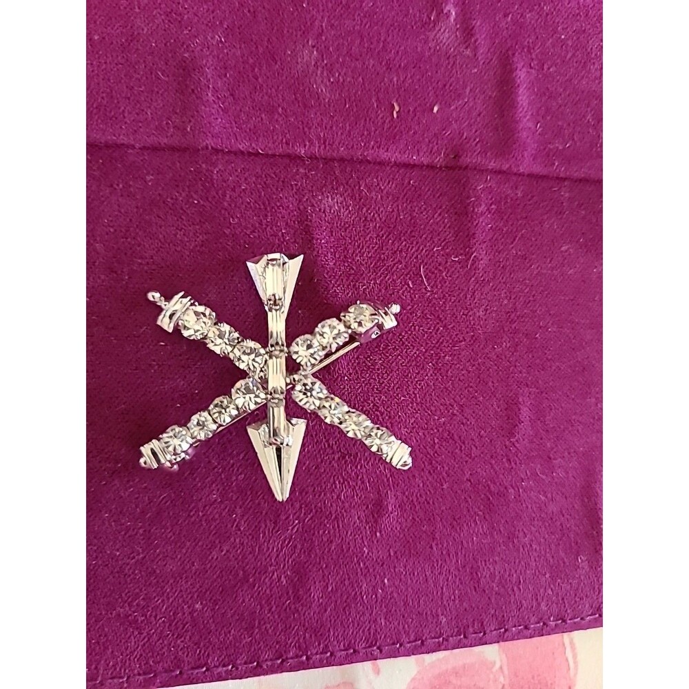 Brooch Arrow Rhinestones Clear Transparent Colorless 1 1/4" - Picture 4 of 7
